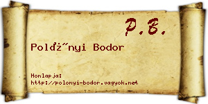 Polónyi Bodor névjegykártya